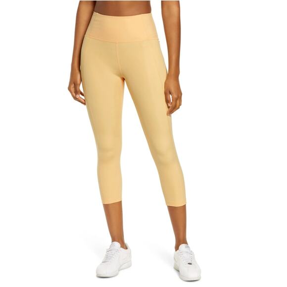 Girlfriend Collective Crops Womens XS Leggings High Waist Sunburst Yellow NWT - Picture 1 of 8